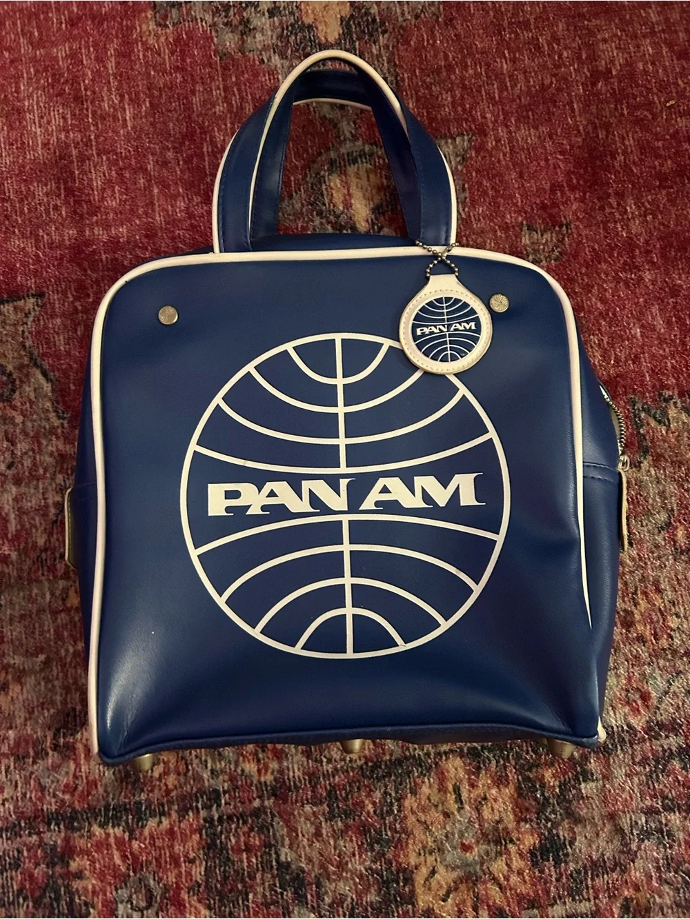 Navy Blue Retro Logo Travel Tote